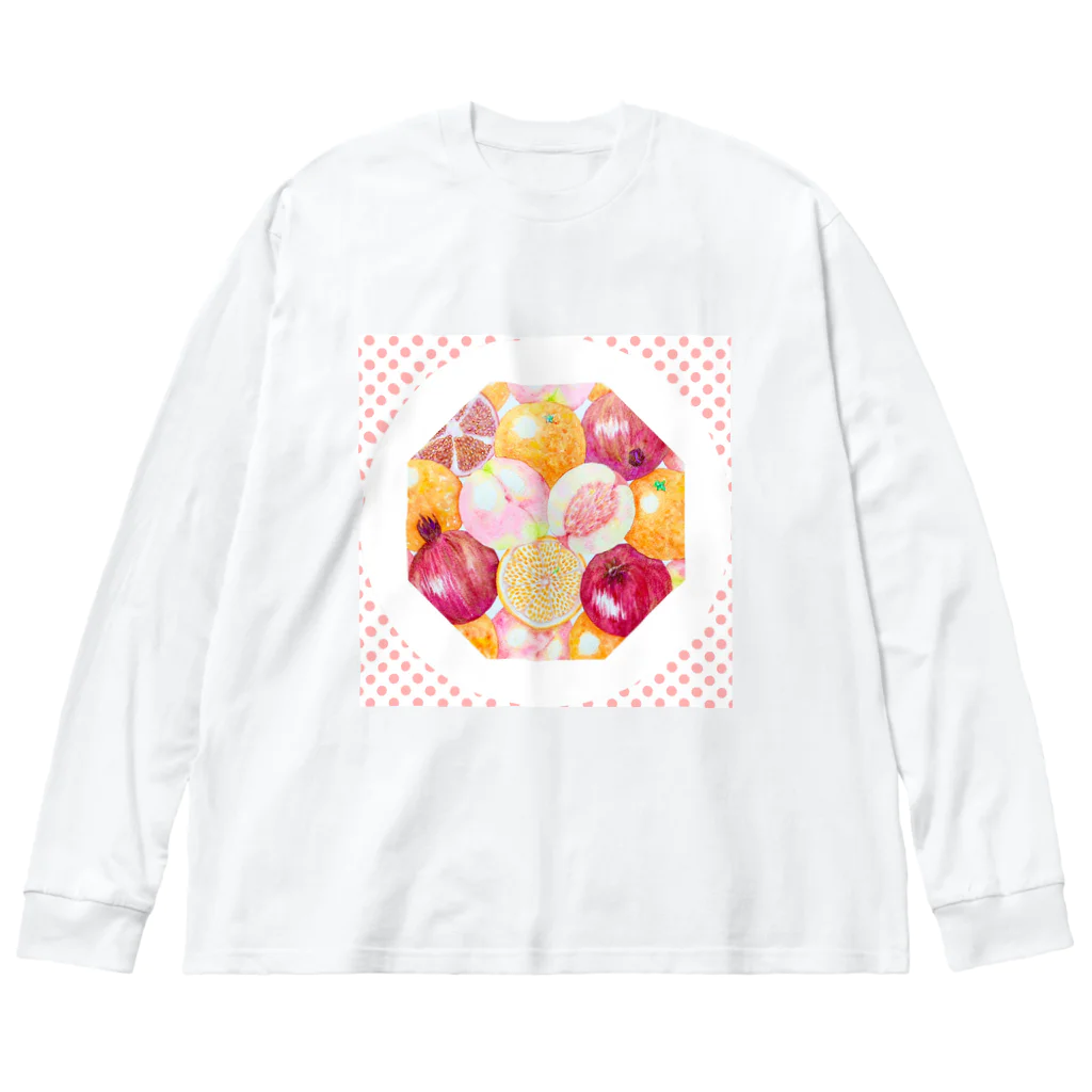 shu-shuの幸運を呼ぶスピリチュアルフルーツ☆「三柑の実」&水玉 Big Long Sleeve T-Shirt