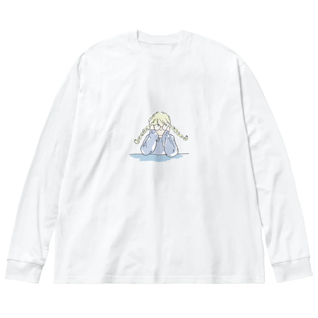 まめの金髪メガネちゃん ビッグシルエットロングスリーブTシャツ