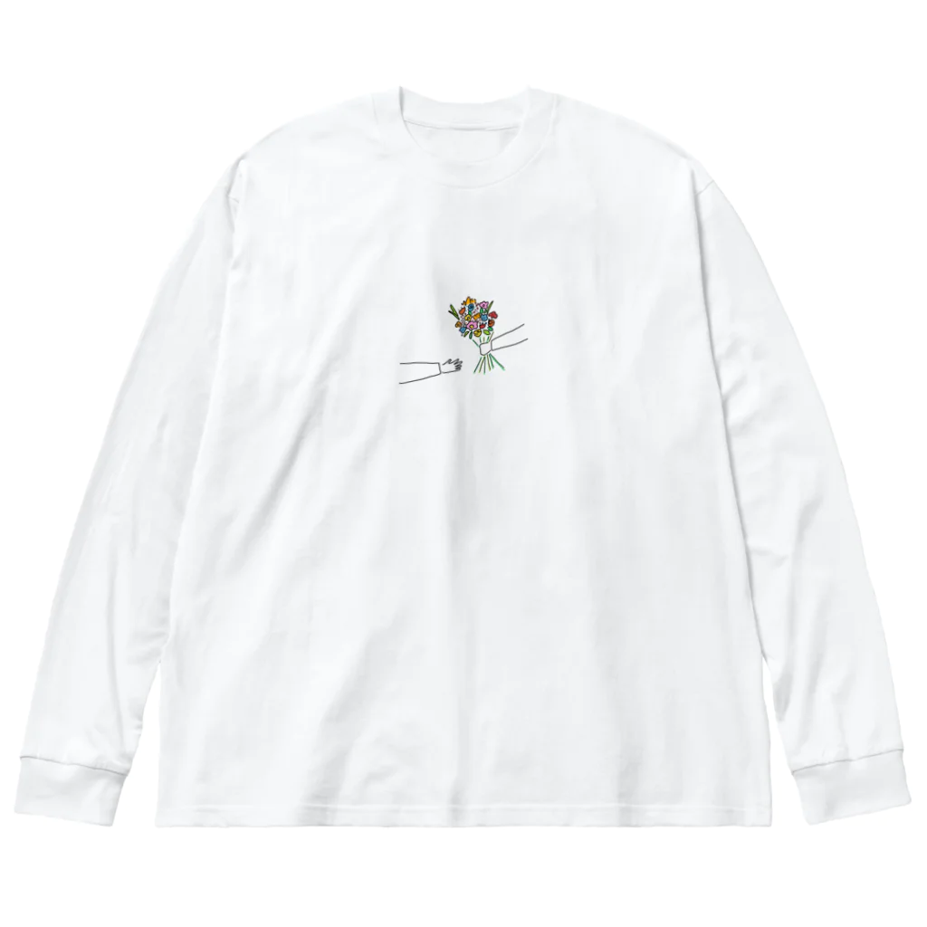 ズッキーニ。のズッキーニと花束 ビッグシルエットロングスリーブTシャツ