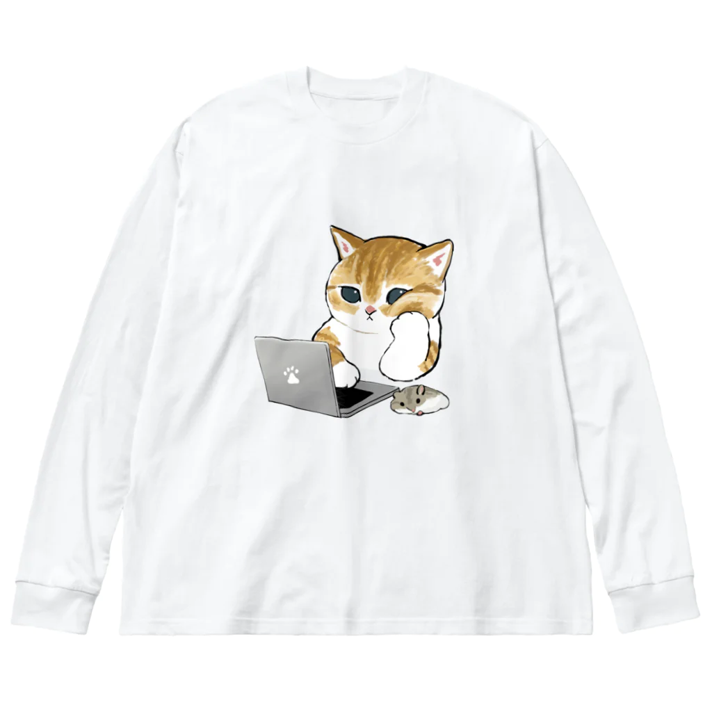 mofusandの在宅勤務にゃん ビッグシルエットロングスリーブTシャツ