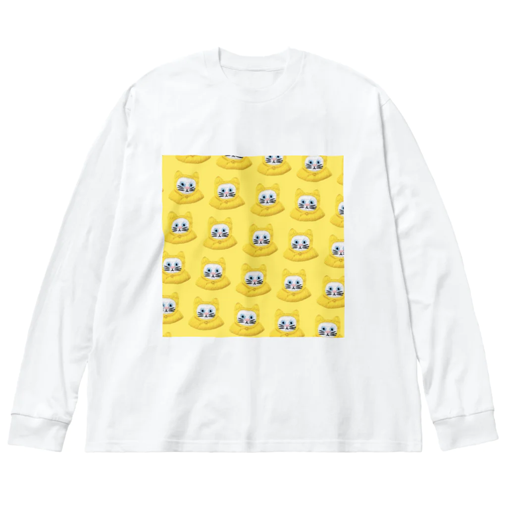 CHOPPIRIのかぶる猫[レインコートver.](白猫) ビッグシルエットロングスリーブTシャツ