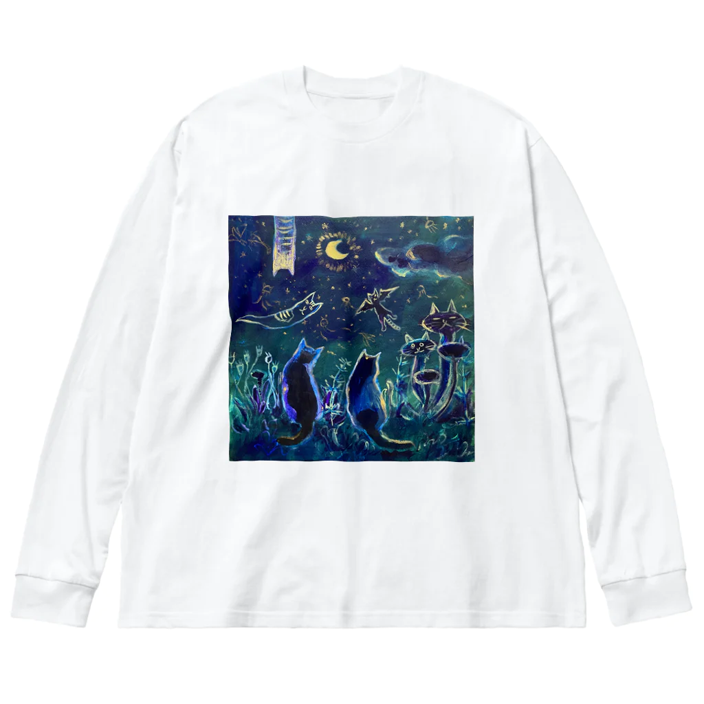 あおニャーマンの猫の国の夜 Big Long Sleeve T-Shirt