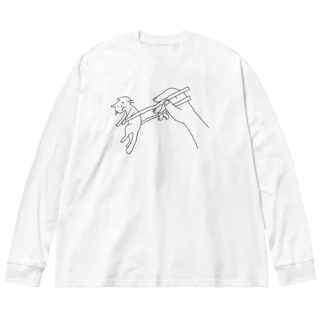 LONESOME TYPE ススの摘ネコ（白日） ビッグシルエットロングスリーブTシャツ