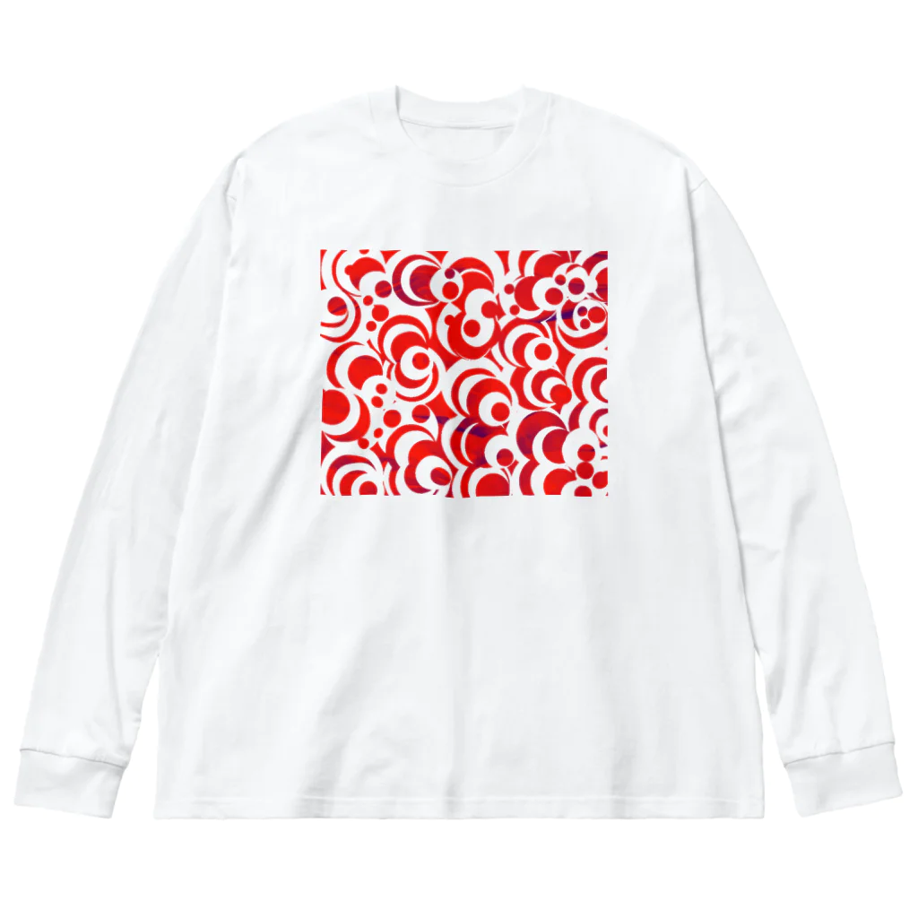 MUGURa-屋の無題・赤 ビッグシルエットロングスリーブTシャツ