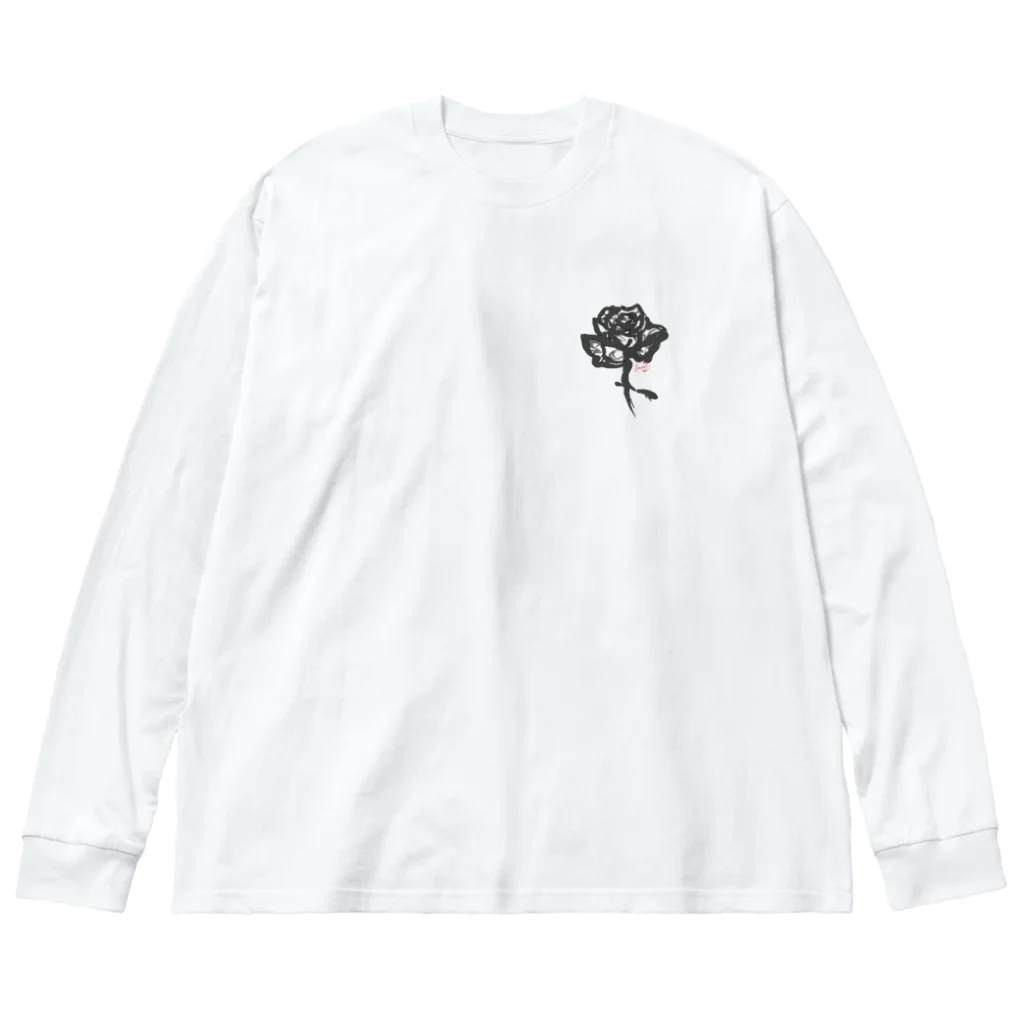 紅空月(kouzuki)designの和筆薔薇 Big Long Sleeve T-Shirt