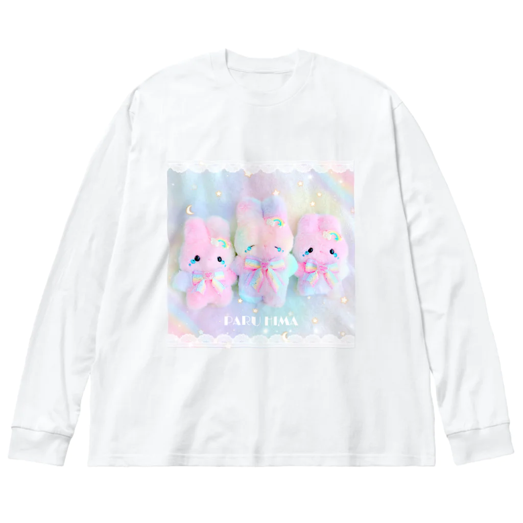 PARU HIMAの虹色泣き虫ふわうさ Big Long Sleeve T-Shirt