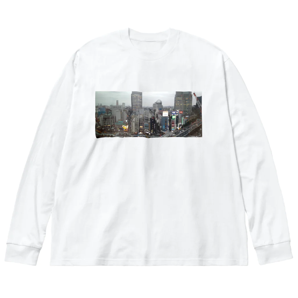 夢工房の都景色(前面印刷) ビッグシルエットロングスリーブTシャツ