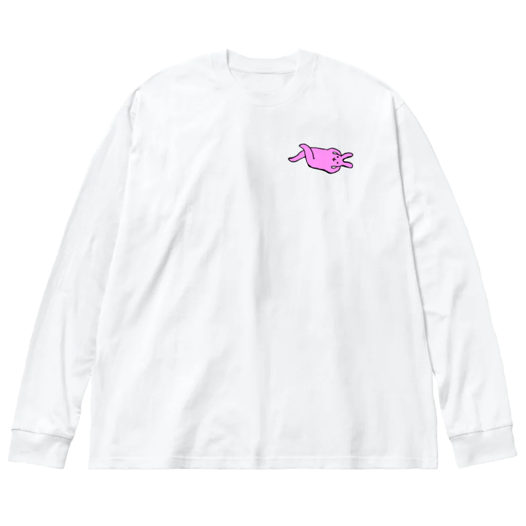 きつね屋のごろ寝うさぎピンク Big Long Sleeve T-Shirt