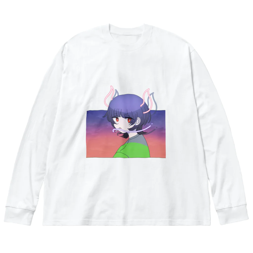 氏のウルフカットの女の子 ビッグシルエットロングスリーブTシャツ