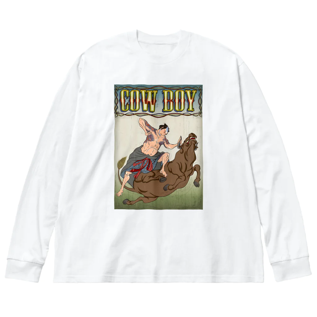 nidan-illustrationの"cow boy"(武者絵) #1 ビッグシルエットロングスリーブTシャツ