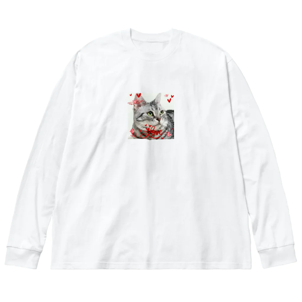 キュンなショップの💖ラブリーにゃんこ キュンな猫 ビッグシルエットロングスリーブTシャツ