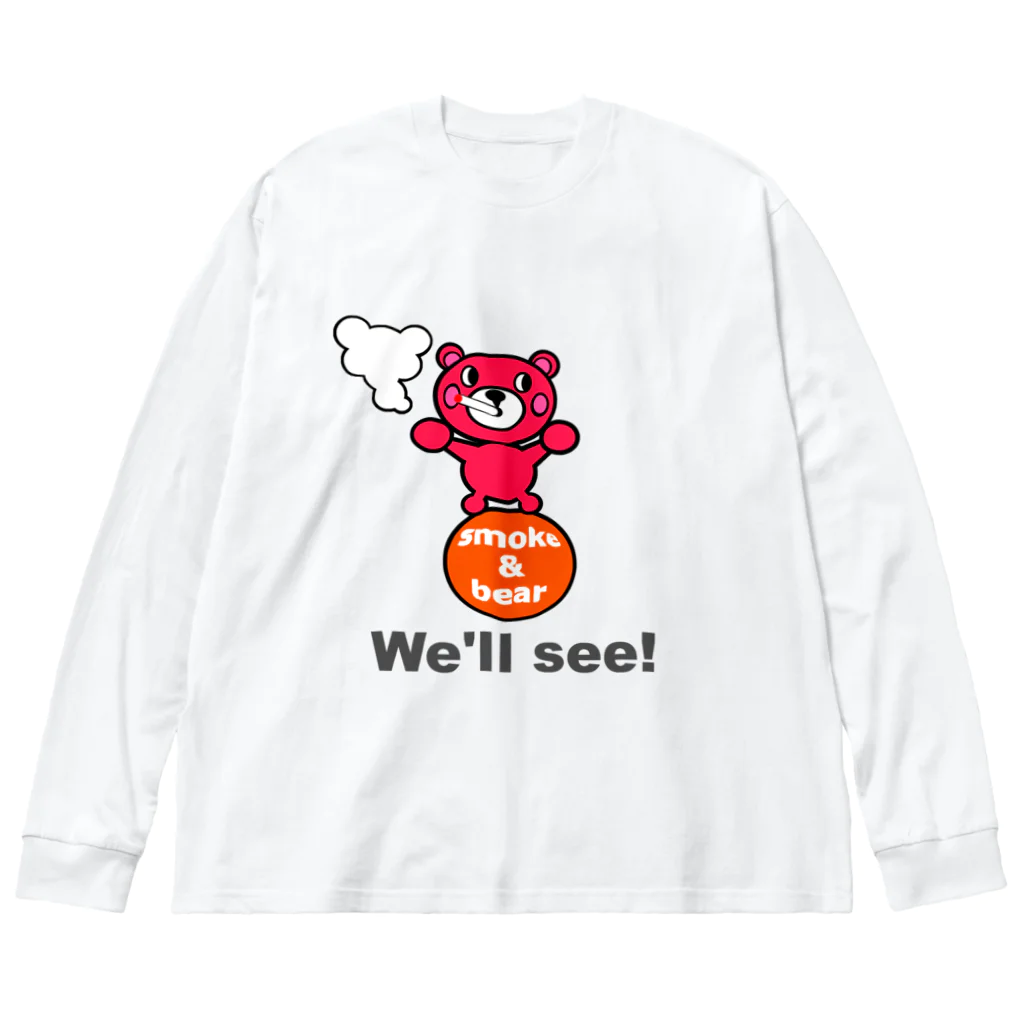 オリジナルデザインTシャツ　SMOKIN'の玉のりモクモックマ ピンク ビッグシルエットロングスリーブTシャツ