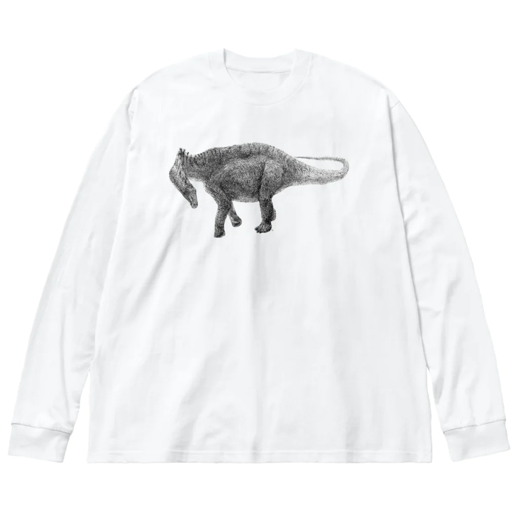segasworksのAmargasaurus（白黒） ビッグシルエットロングスリーブTシャツ