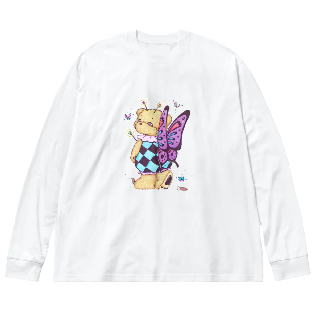 くまちくまお屋さんの蝶々に恋するバターちゃん Big Long Sleeve T-Shirt