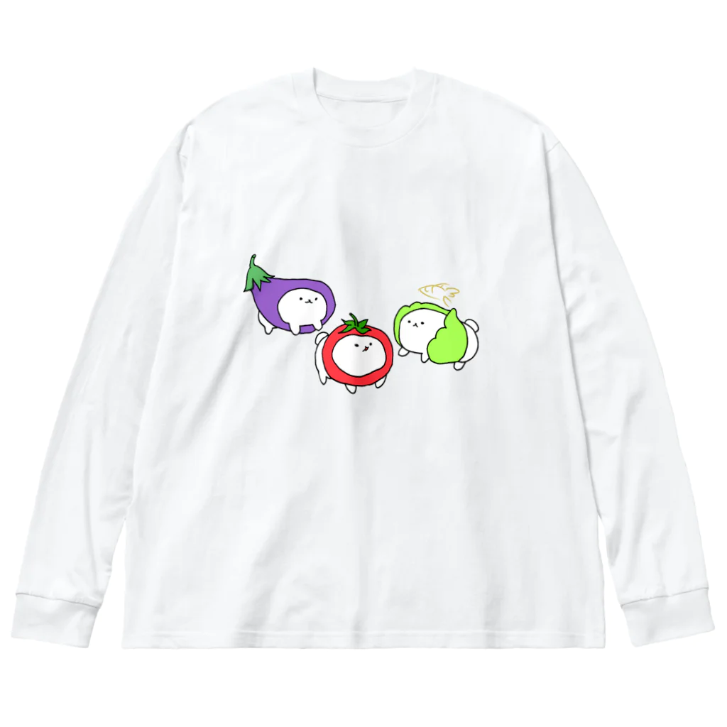 シャリちゃんのシャリちゃんと野菜 ビッグシルエットロングスリーブTシャツ