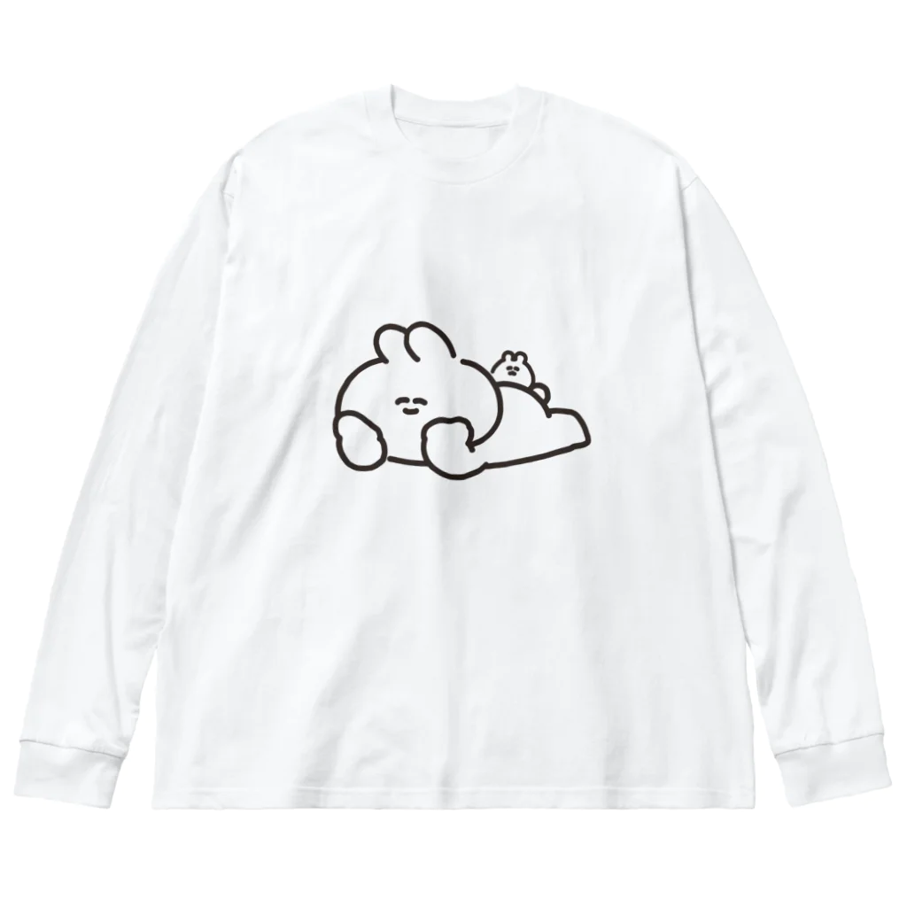 ナポリのSUZURIの寝そべりうさちゃんハムちゃん ビッグシルエットロングスリーブTシャツ