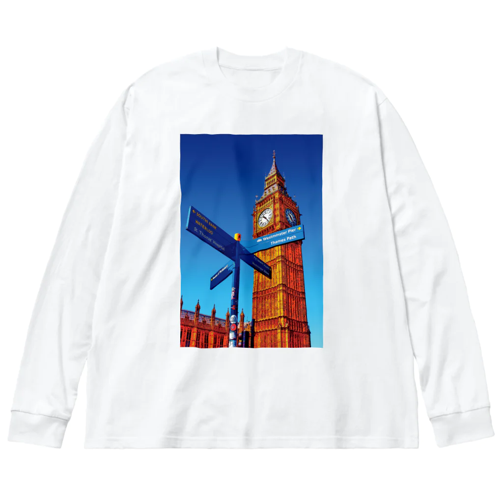 GALLERY misutawoのイギリス ビッグ・ベンと案内板 Big Long Sleeve T-Shirt