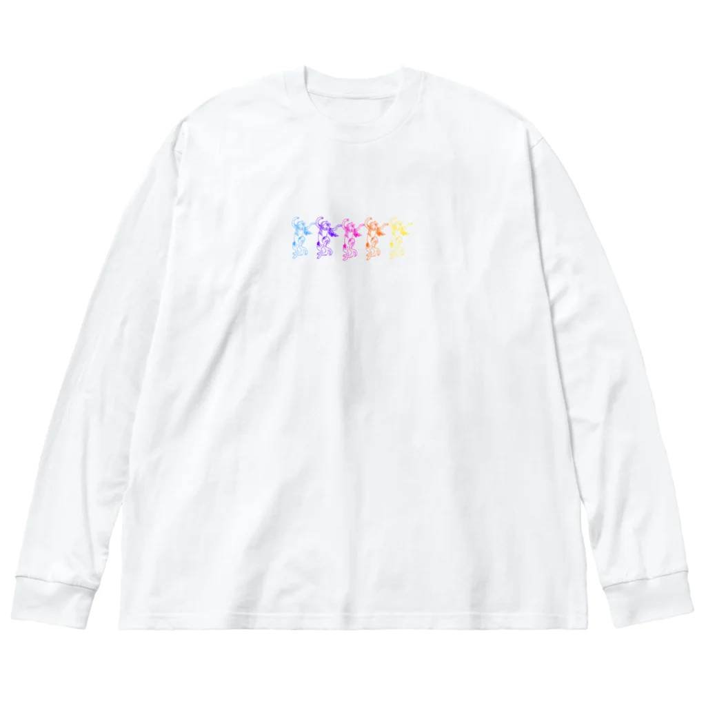 ミュージアムショップトーキョー/museum shop TOKYOの歌川国芳　踊る猫又　ネオンカラー版 Big Long Sleeve T-Shirt