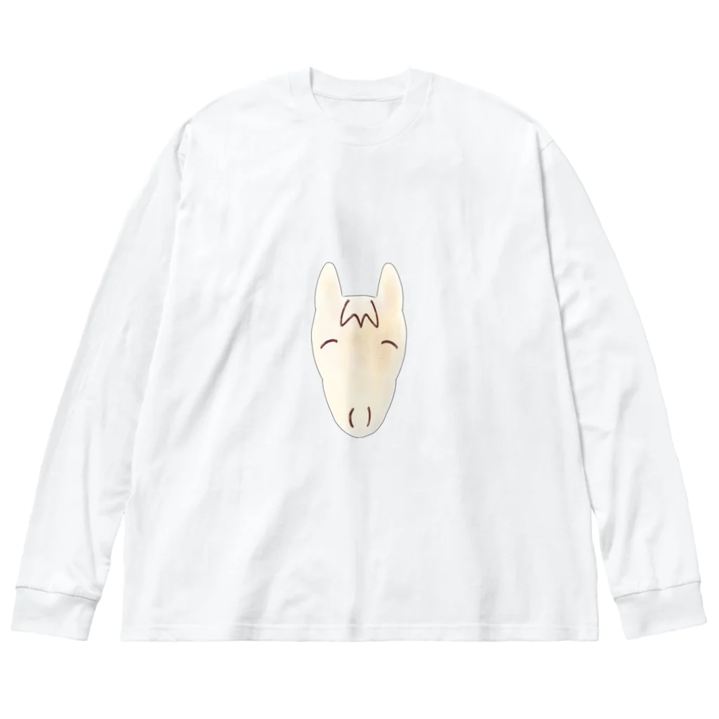 ぱからたからのうまパン　白コッペ＊白毛 ビッグシルエットロングスリーブTシャツ