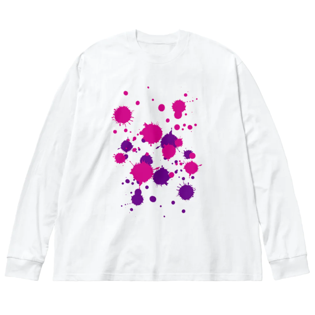 MAGENTA INFINITYのピンク紫のしぶき Big Long Sleeve T-Shirt