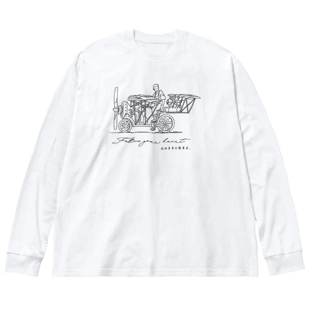 R.D.SAKURAのFlying bicycle 淡色 Big Long Sleeve T-Shirt