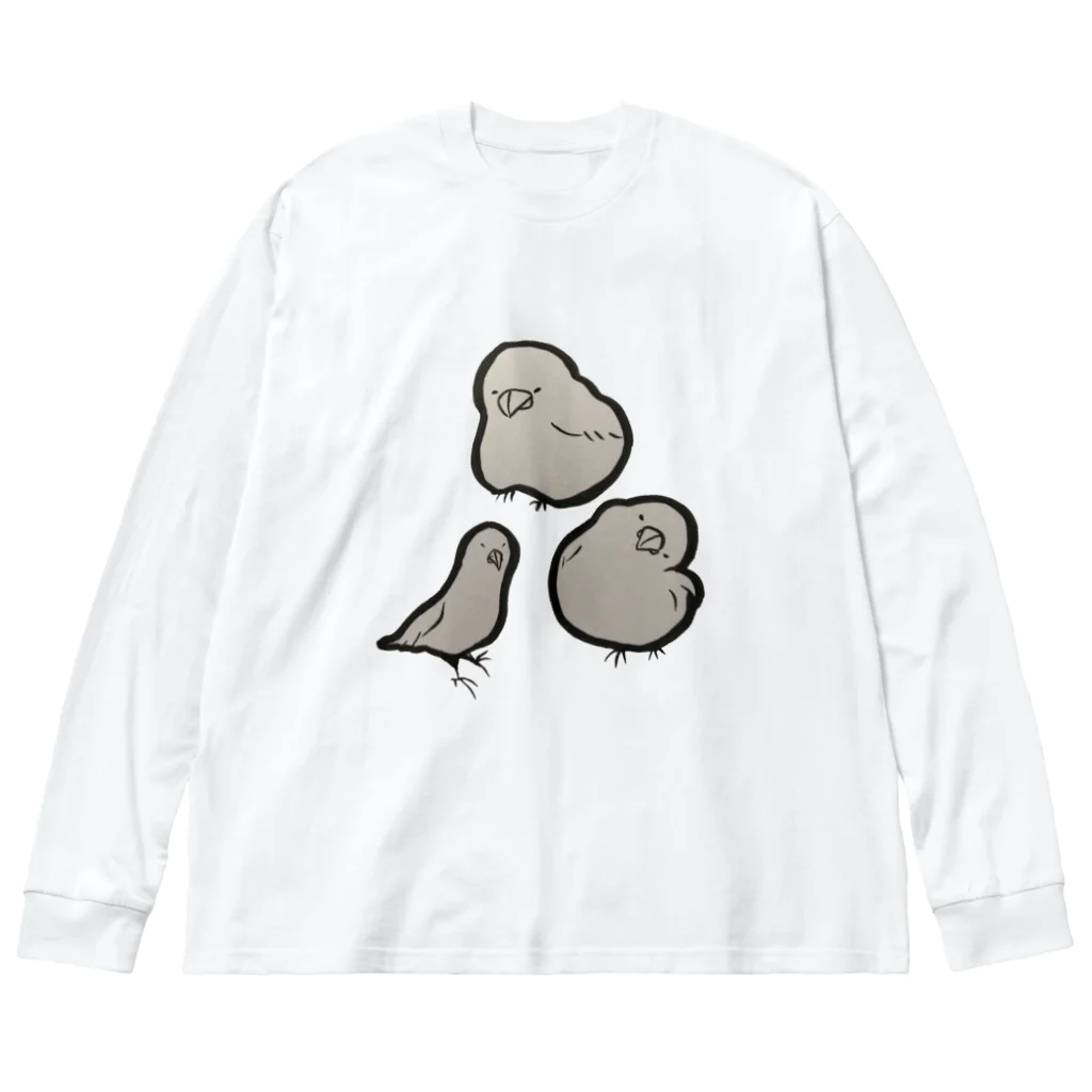 つみつみSHOPのふっくら文鳥 ビッグシルエットロングスリーブTシャツ