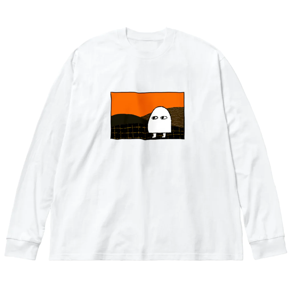 uzumakiの夕暮れのおばけちゃん ビッグシルエットロングスリーブTシャツ