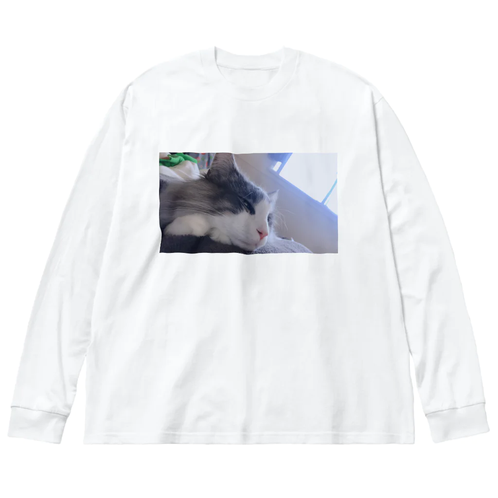 wagashicatsのたそがれねこ ビッグシルエットロングスリーブTシャツ