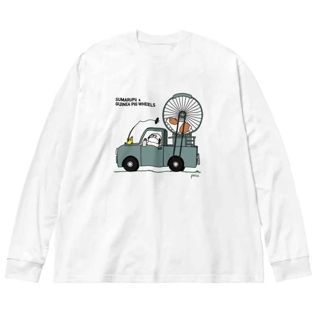 yo-pecoのスマルピーとモルモットカー ビッグシルエットロングスリーブTシャツ