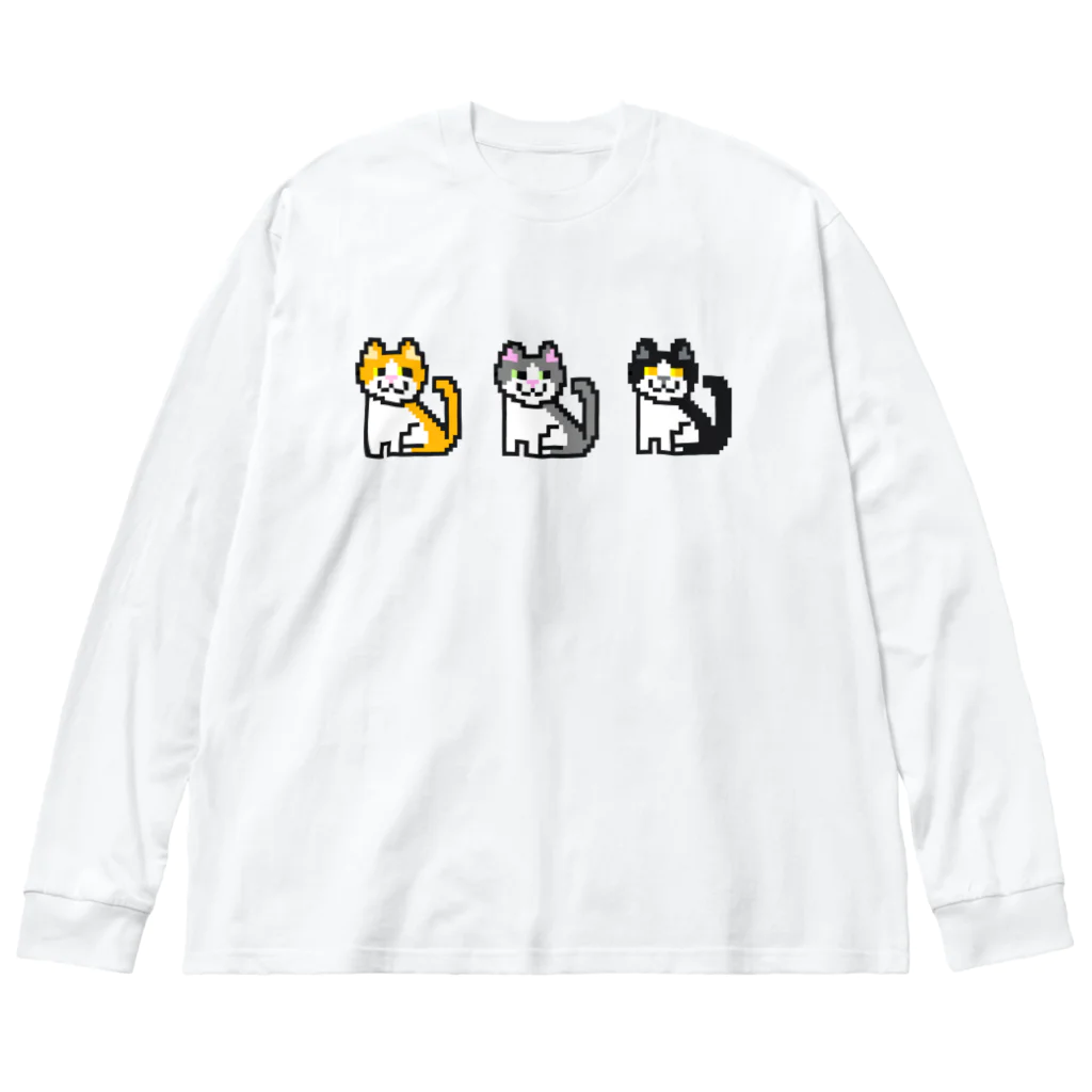 ねころぽん【ドット】のハチワレ猫ちゃんズ ビッグシルエットロングスリーブTシャツ