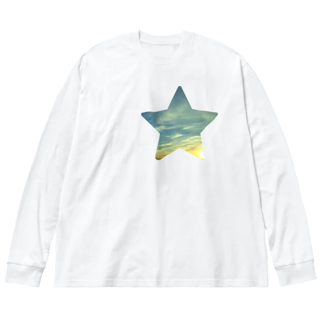 WINDOWの朝の星空 ビッグシルエットロングスリーブTシャツ