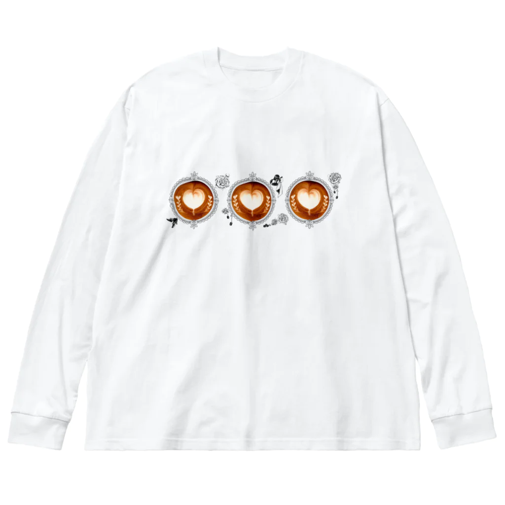 Prism coffee beanの【Lady's sweet coffee】ラテアート メッセージハート / With accessories ～2杯目～ Big Long Sleeve T-Shirt