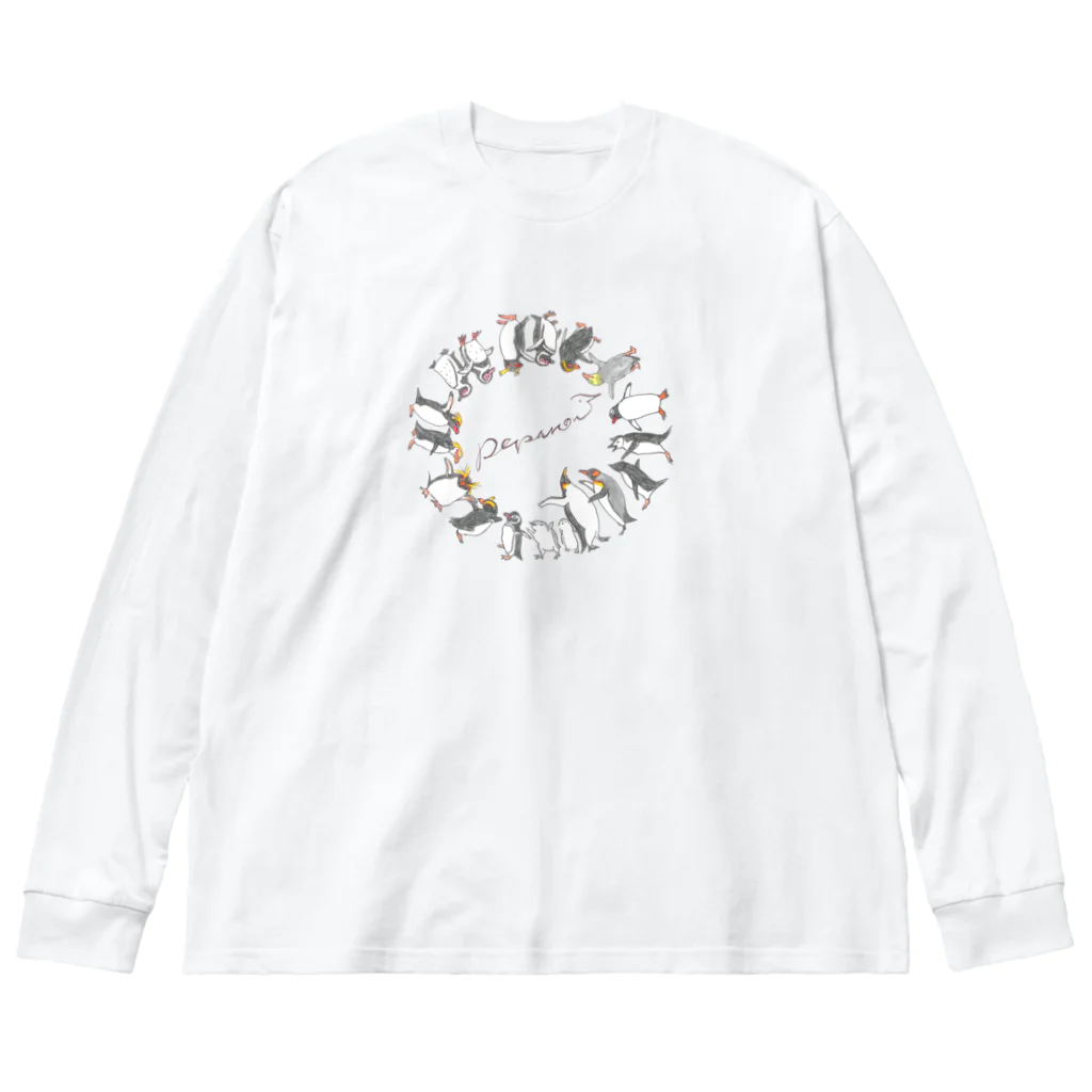 雑貨屋ペパロニのペンギン　全員集合　ペパロニオリジナル ビッグシルエットロングスリーブTシャツ