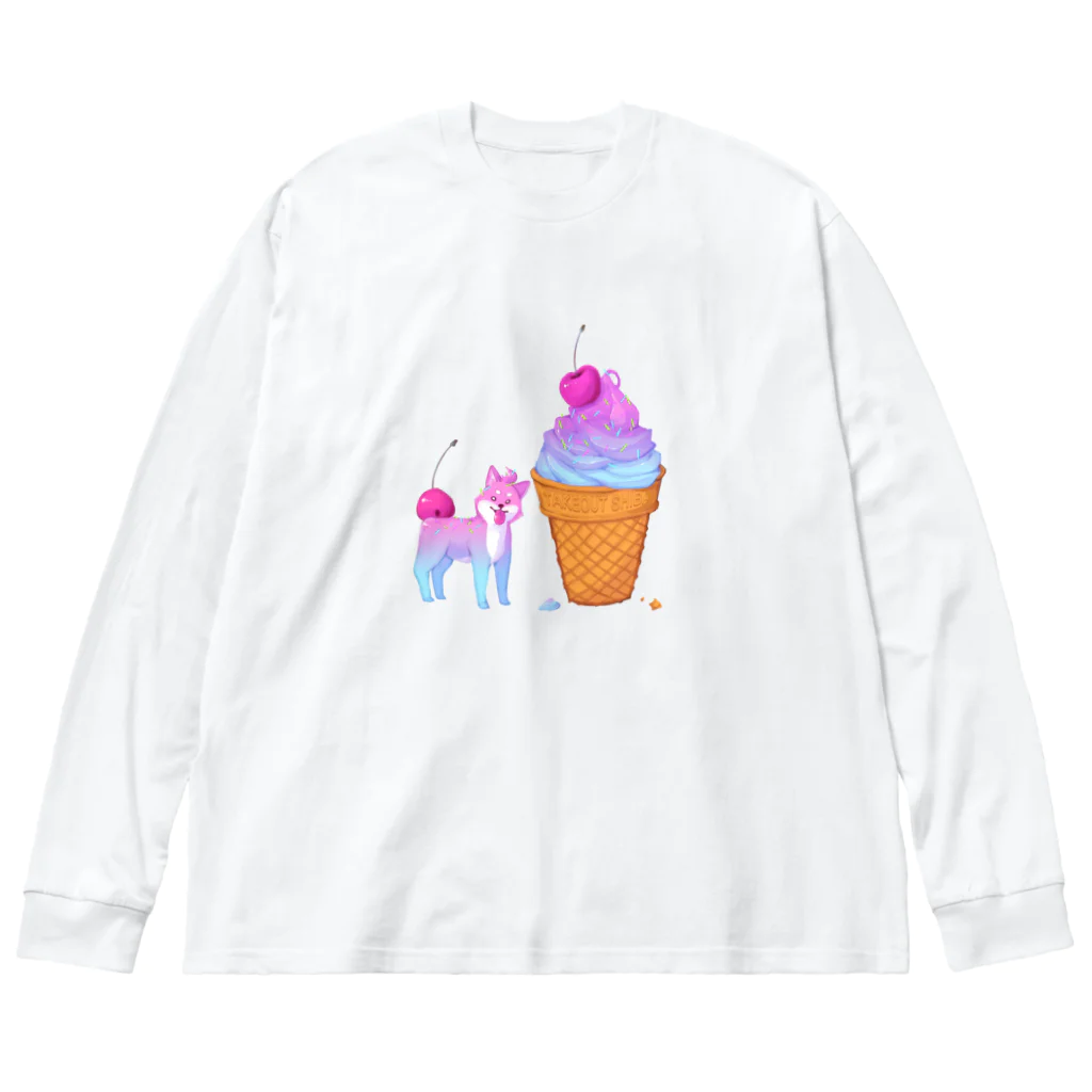 むぎ茶のお店のアイスクリームと柴犬 Big Long Sleeve T-Shirt