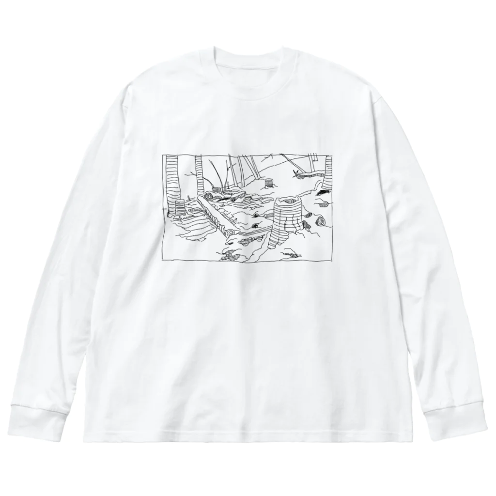 あんずの寄り道 線画 ビッグシルエットロングスリーブTシャツ