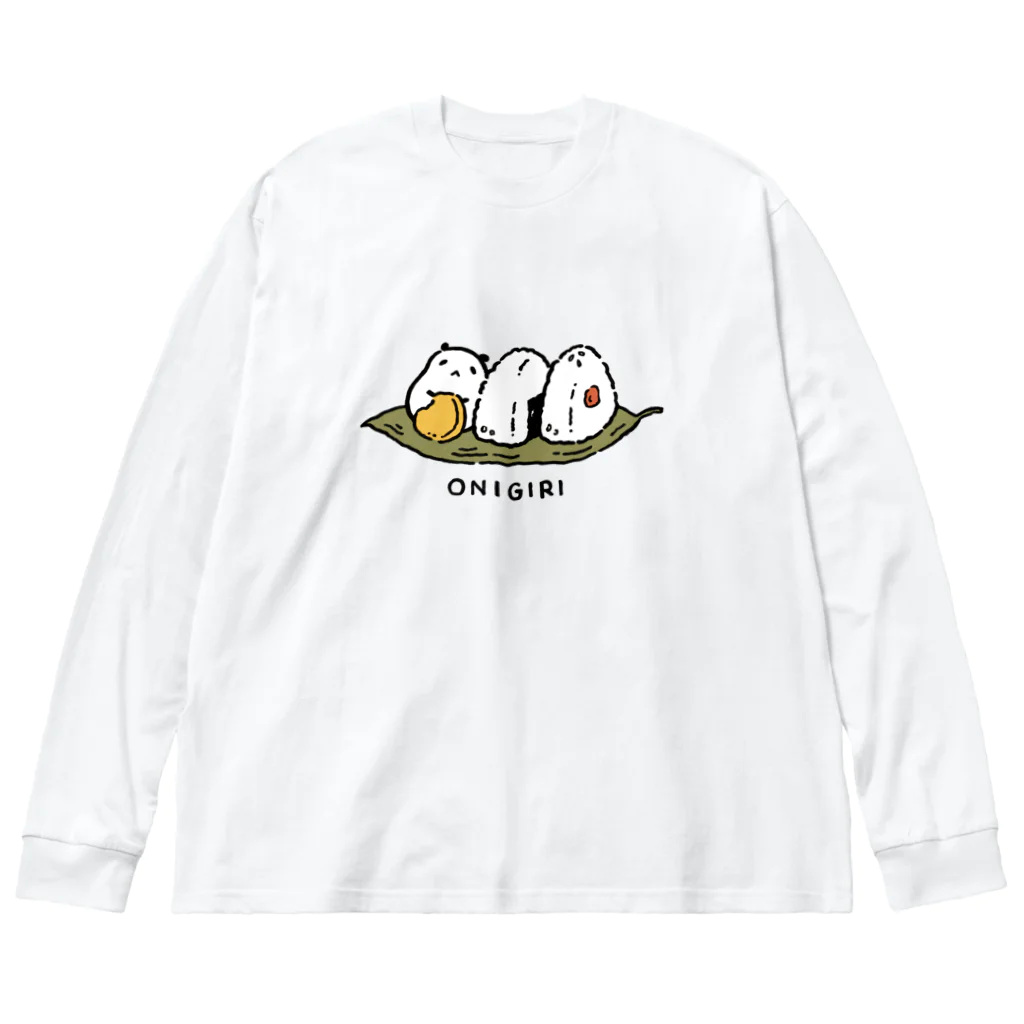 小粒パンダのおみせの小粒パンダONIGIRI！ ビッグシルエットロングスリーブTシャツ