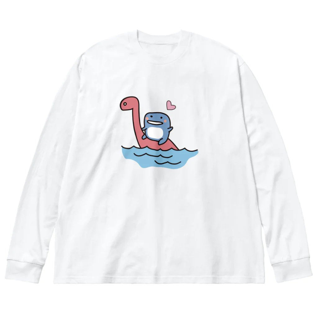 まみおデザインの恐竜とイルカくん Big Long Sleeve T-Shirt