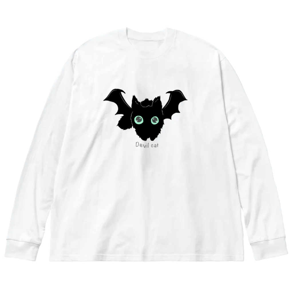 amemugi（あめむぎ）の悪魔みたいな猫 ビッグシルエットロングスリーブTシャツ