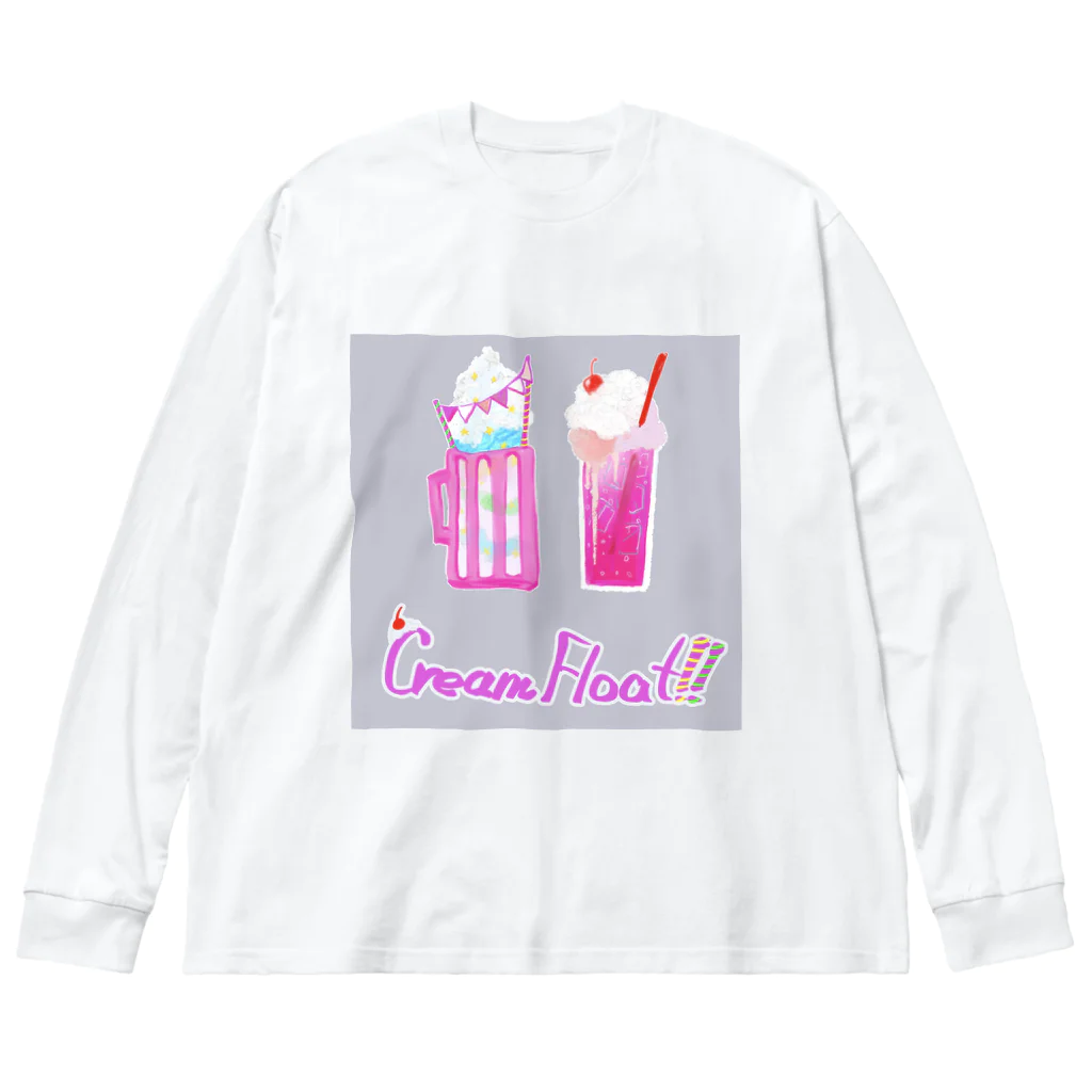 ンマー！のピンクのクリームソーダ ビッグシルエットロングスリーブTシャツ