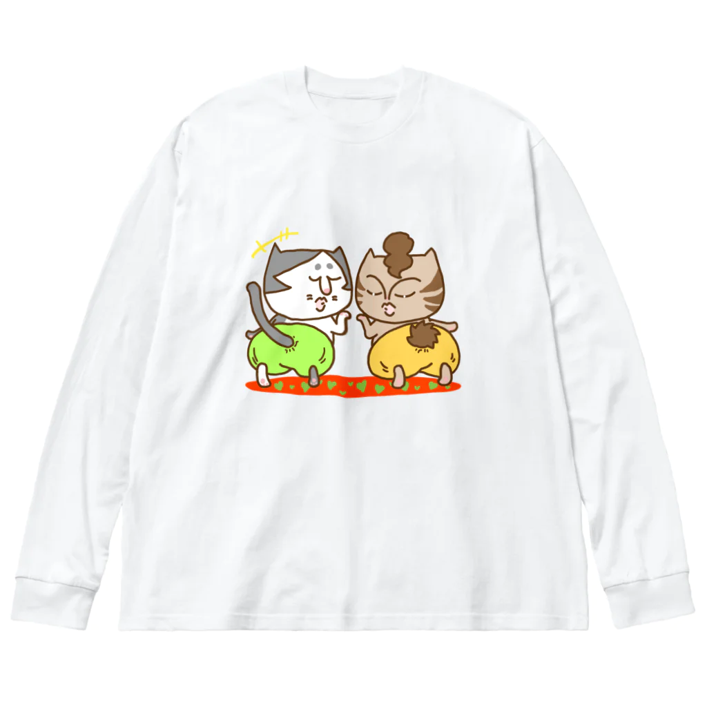 tiMo'sのお悟り猫姉妹 お気に入りのパンツ ビッグシルエットロングスリーブTシャツ
