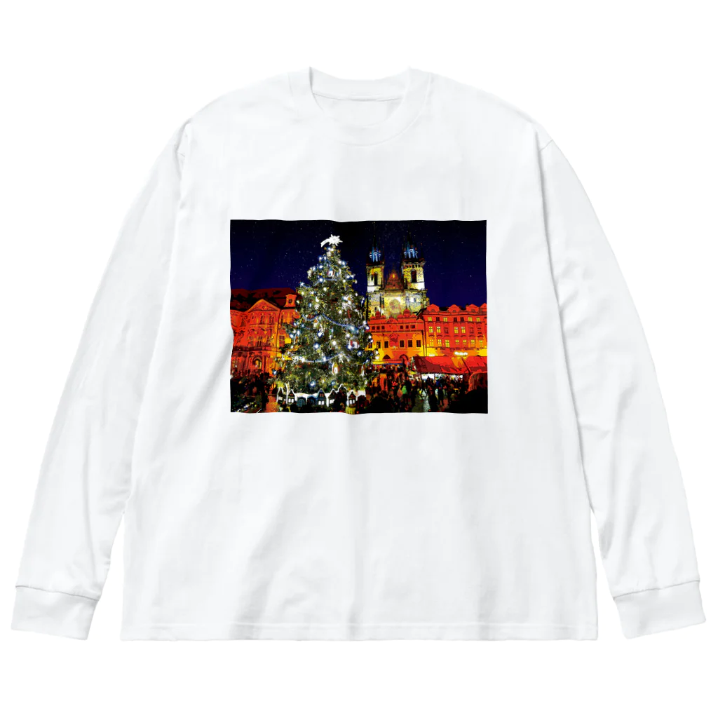 GALLERY misutawoのプラハ 夜のクリスマスツリーとティーン教会 ビッグシルエットロングスリーブTシャツ