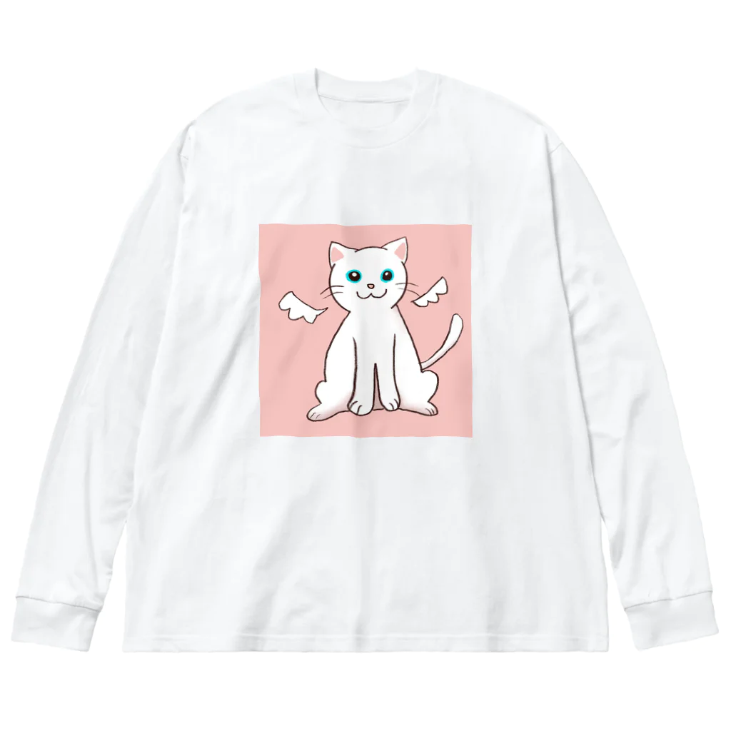 あおの天使ねこちゃん ビッグシルエットロングスリーブTシャツ