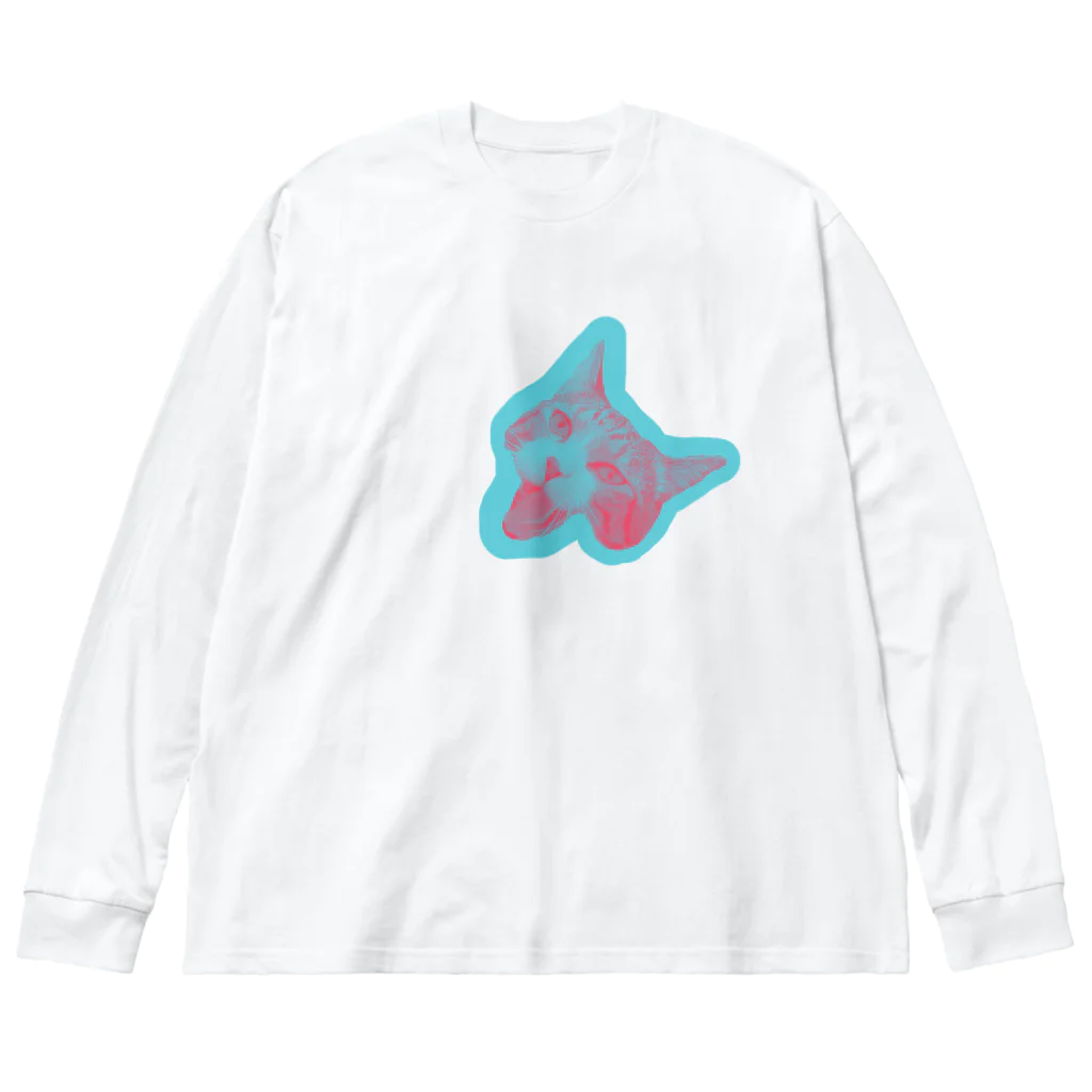 チデぺーニョの銀ちゃん青い ビッグシルエットロングスリーブTシャツ