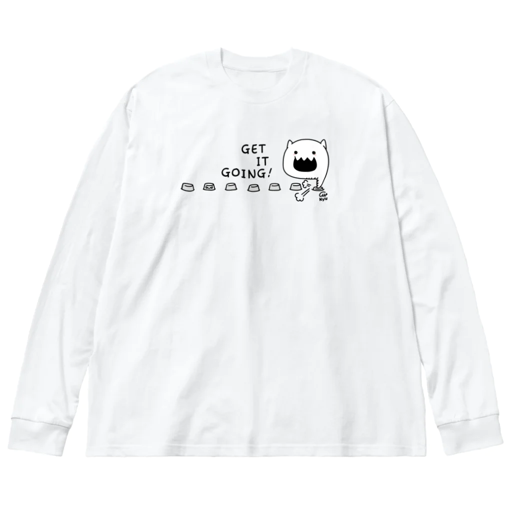 イラスト MONYAAT のやるきボタンB ビッグシルエットロングスリーブTシャツ