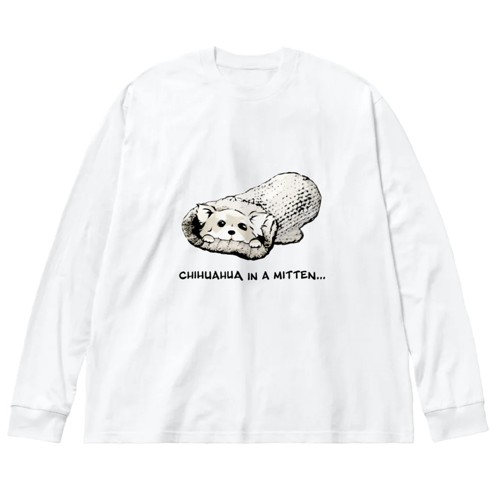 犬グッズの店しえるぶるーのミトンに入ったチワワ(クリーム) Big Long Sleeve T-Shirt