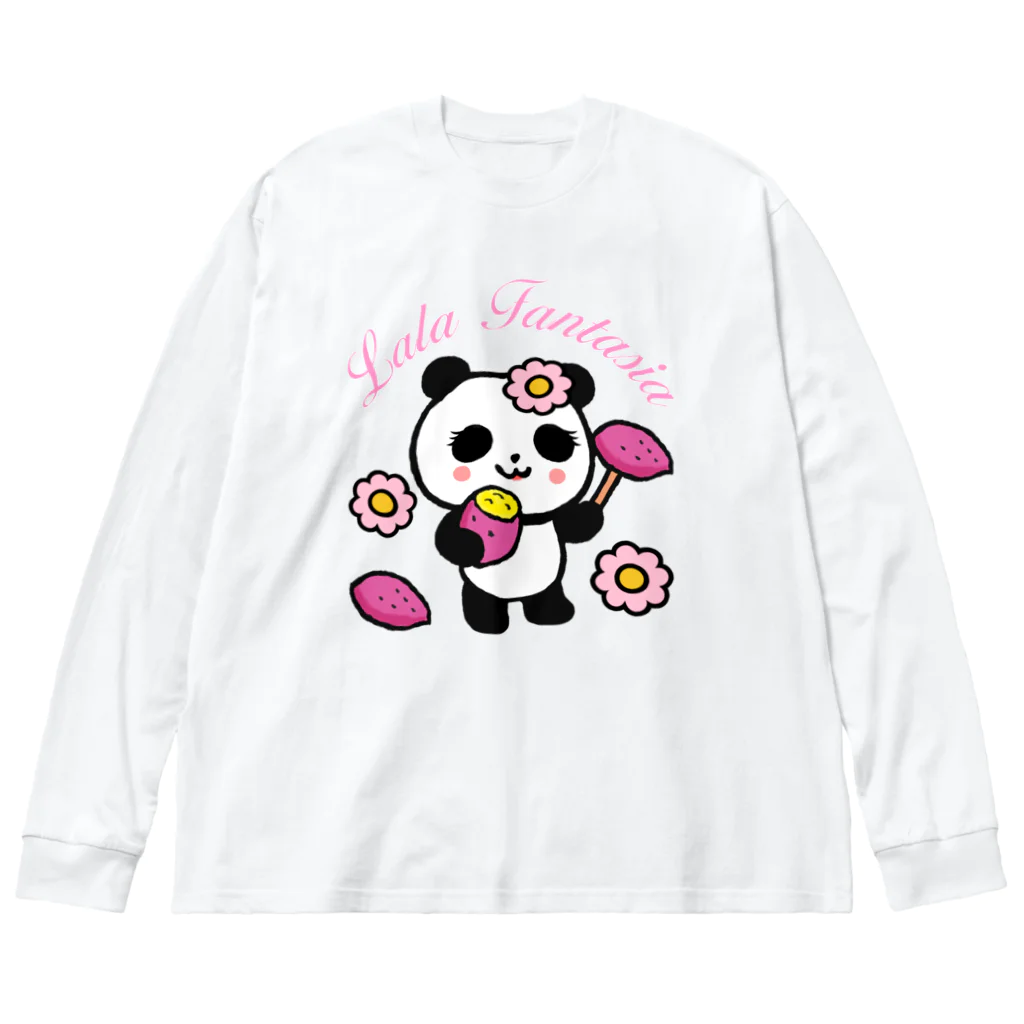 Lala Fantasia SUZURI StoreのLala Panda Yakiimo ビッグシルエットロングスリーブTシャツ