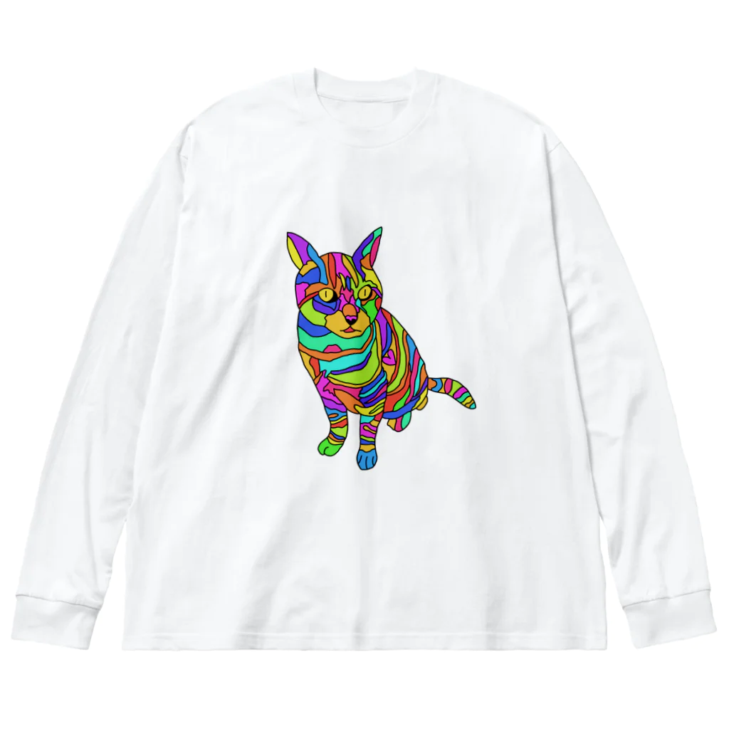 ０２０２のカラフルきゃっと～３丁目の猫の感情～ ビッグシルエットロングスリーブTシャツ