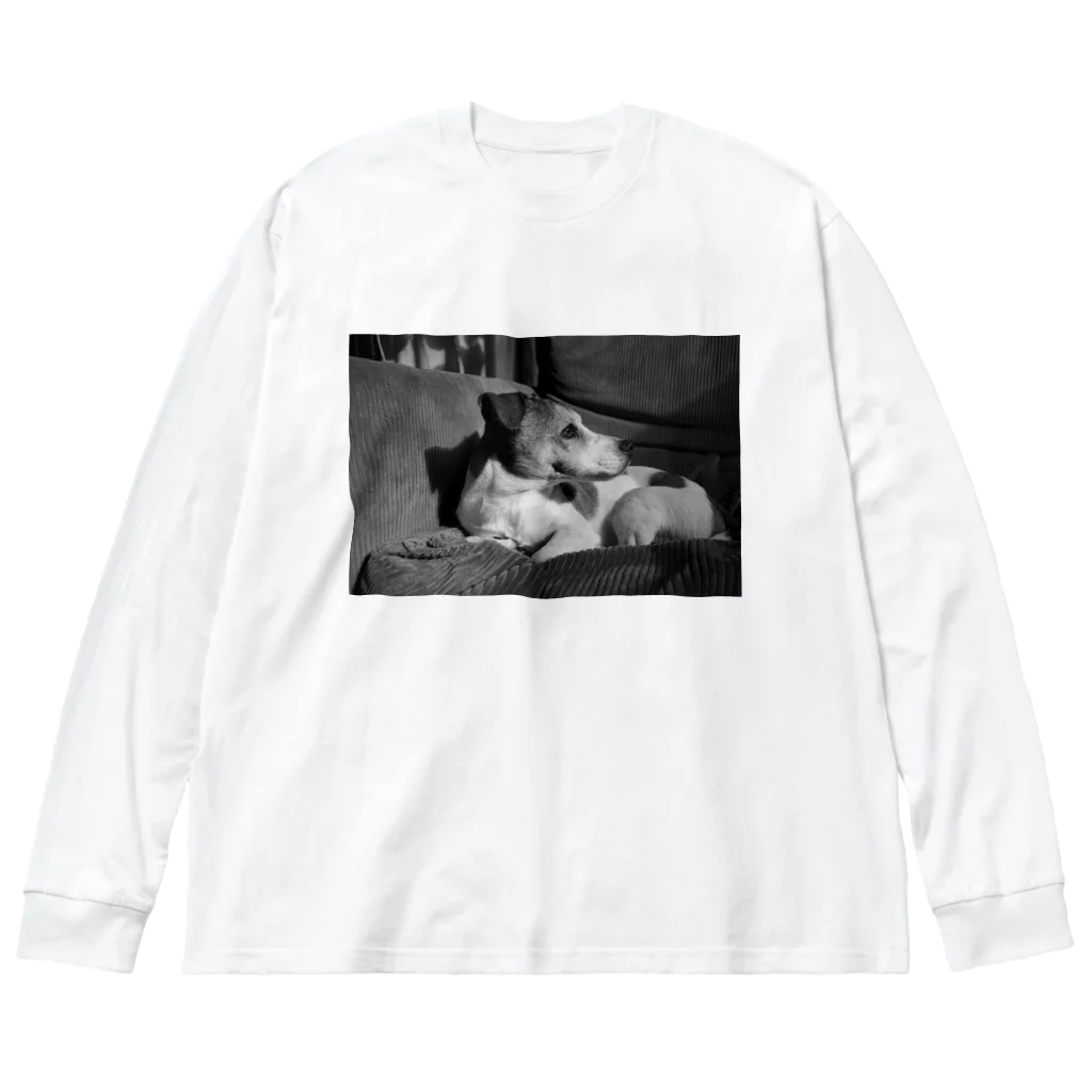 Vincent Bowwowの振り向くビンセントくん_モノクロVer Big Long Sleeve T-Shirt