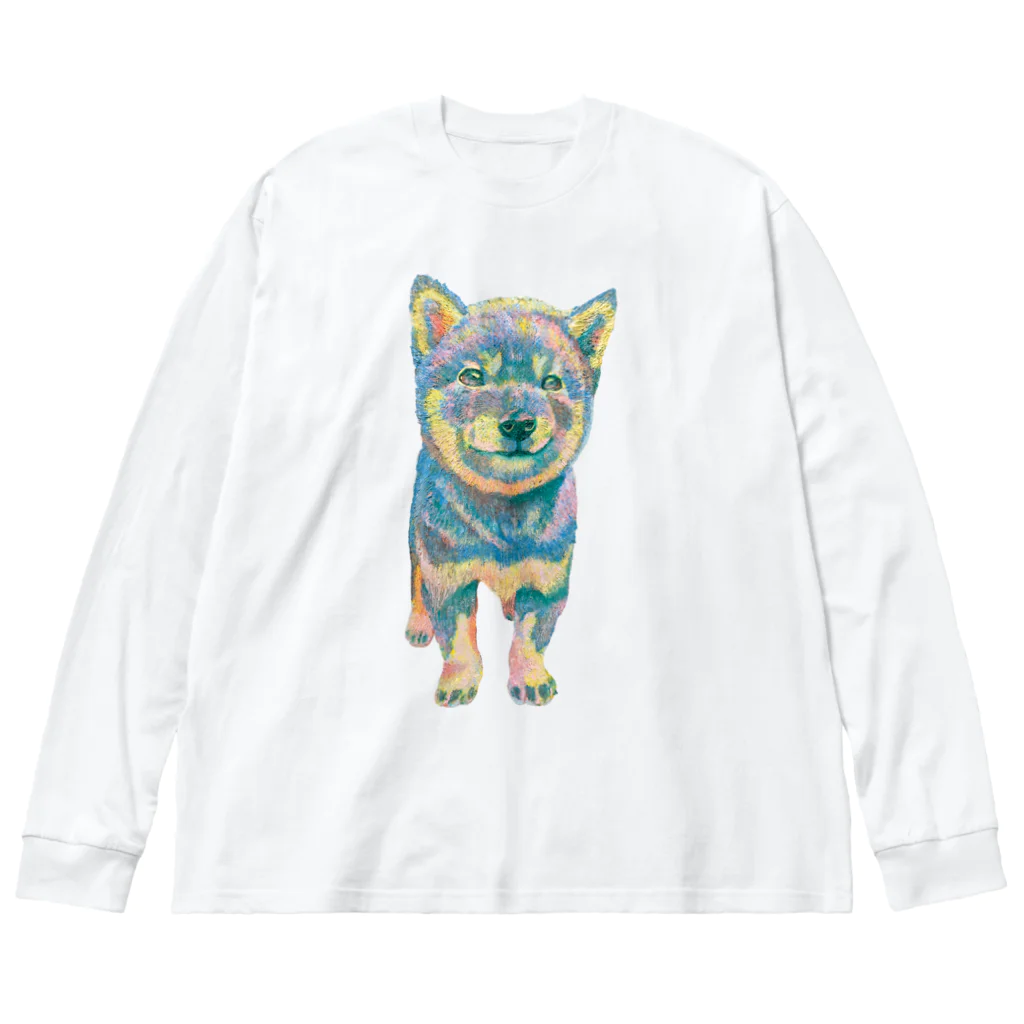 chaCo life with color&natureの油絵カラフル黒シバっ子 Big Long Sleeve T-Shirt