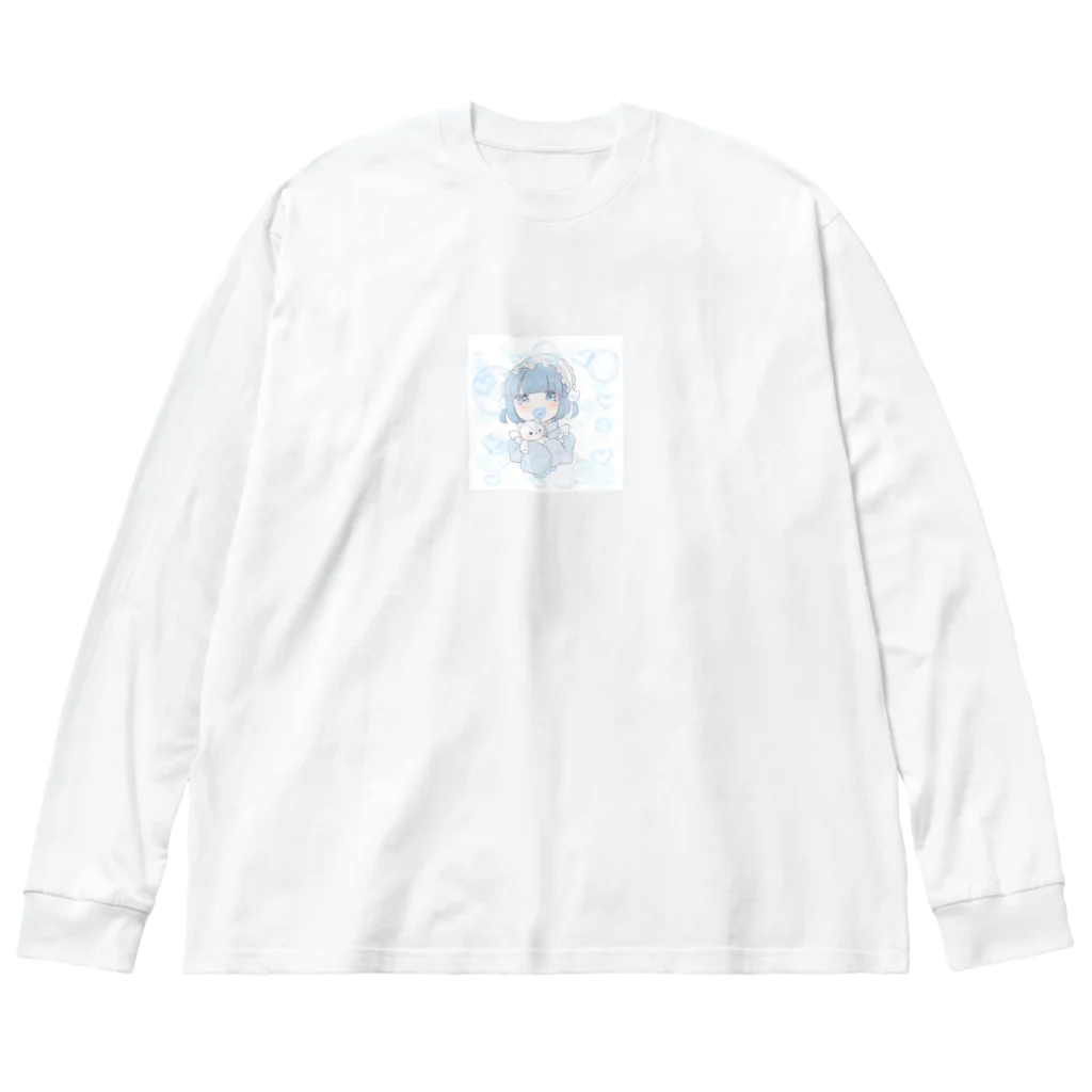 ももんが。の水色のしょうじょ ビッグシルエットロングスリーブTシャツ